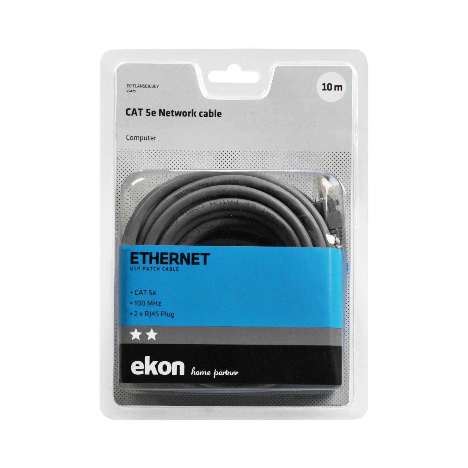 Cavo di rete per PC UTP cat 5e colore grigio, connettori RJ45, colore grigio, lungo 10 m-1