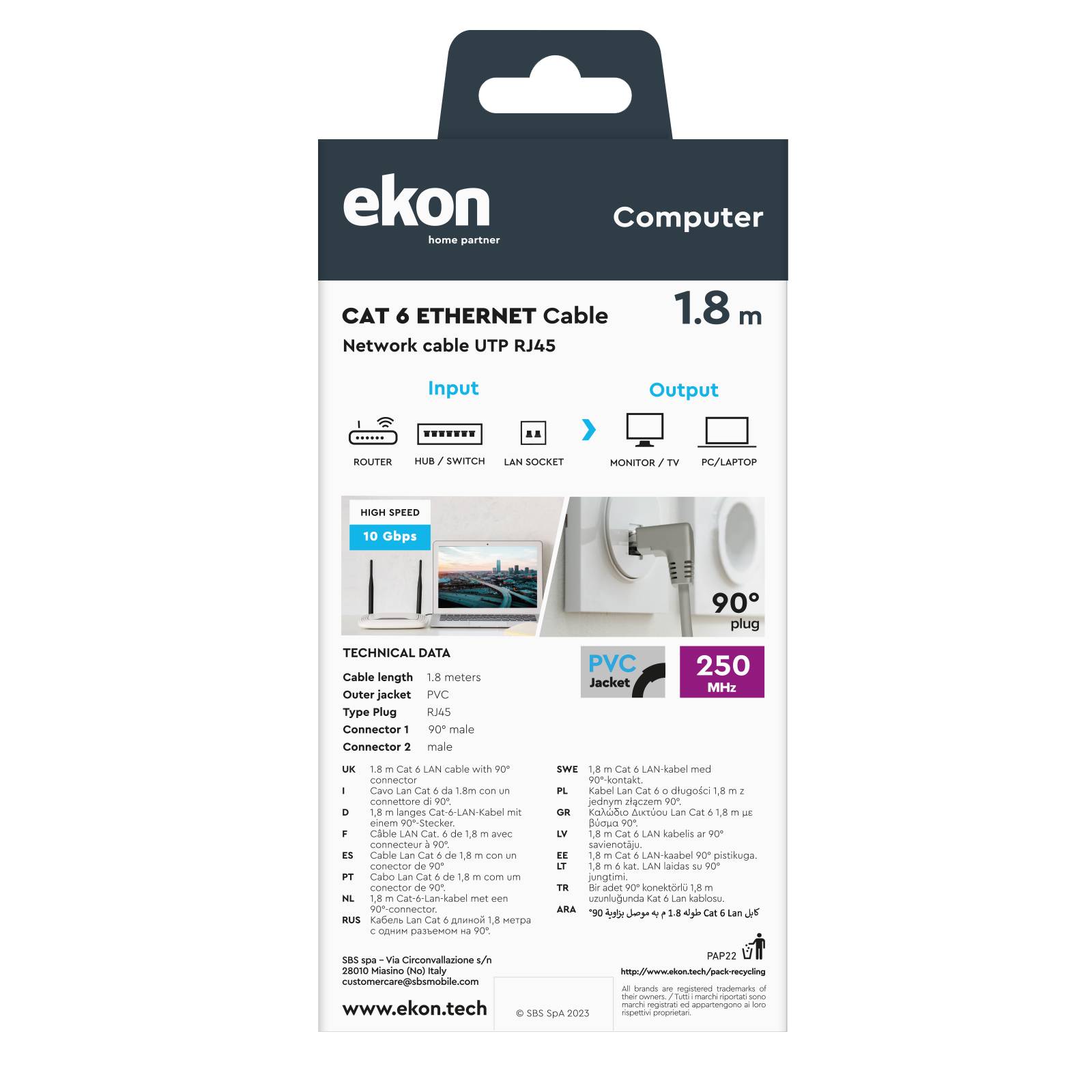 Cavo da rete con connettori RJ45 da 90° e 180°-2