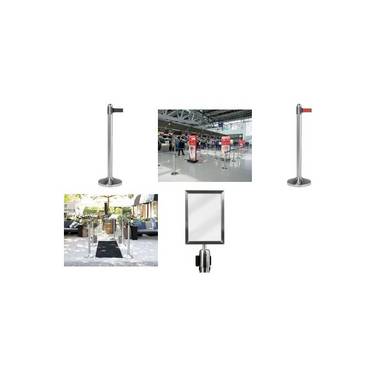 Colonnina Separa Code Securit - RS-RT-RVS-GY-SET (Acciaio con Nastro Grigio)