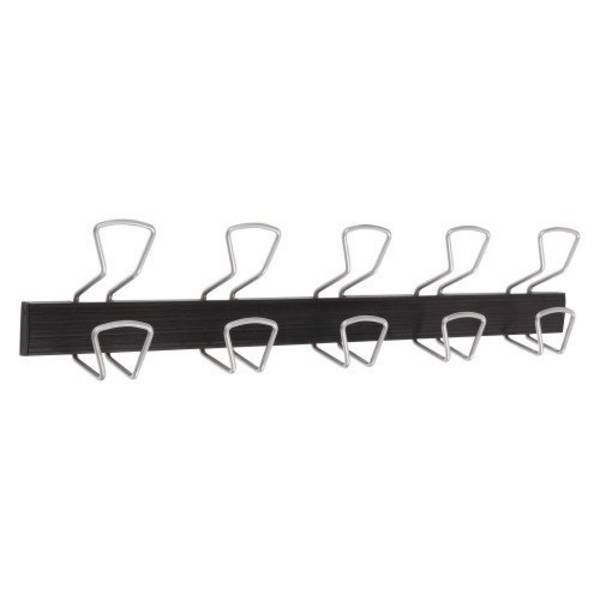 Appendiabiti da Parete Alba - 5 Posti - 74x7,2x16,5 cm - PMPRO5M (Nero e Argento)