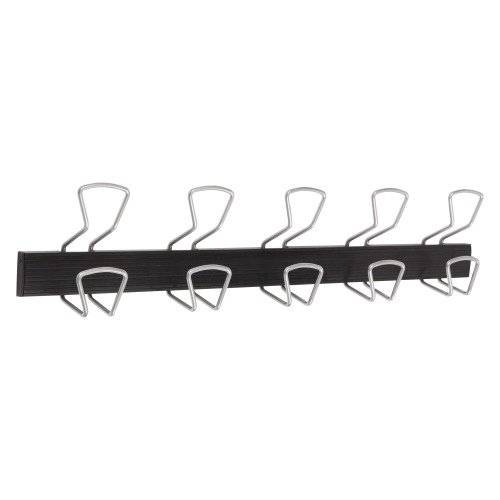 Appendiabiti da Parete Alba - 5 Posti - 74x7,2x16,5 cm - PMPRO5M (Nero e Argento)-0