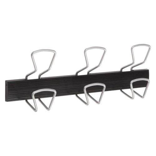 Appendiabiti da Parete Alba - 3 Posti - 48x7,2x16,5 cm - PMPRO3M (Nero e Argento)-0