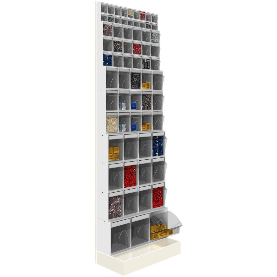 SCAFFALE Porta Minuteria CON BASE H.1950 66 Cassetti Trasparenti Basculanti Cassettiera-0