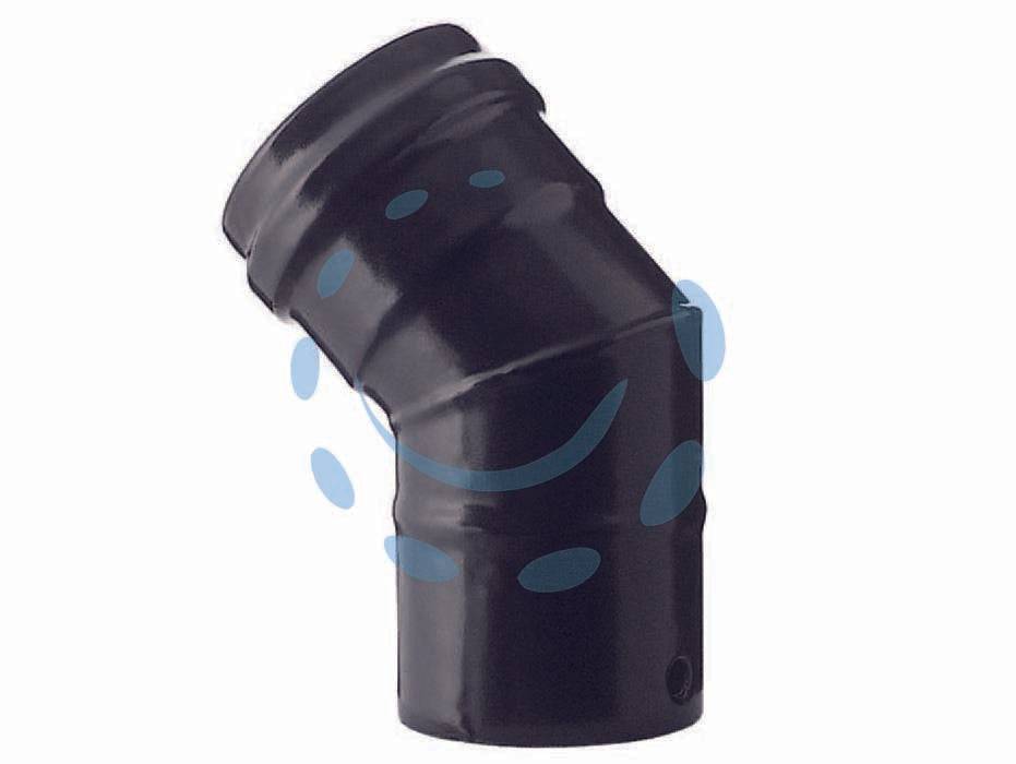 GOMITO A 45° PER STUFE A PELLET NERO OPACO PESANTE MM.1,2-0