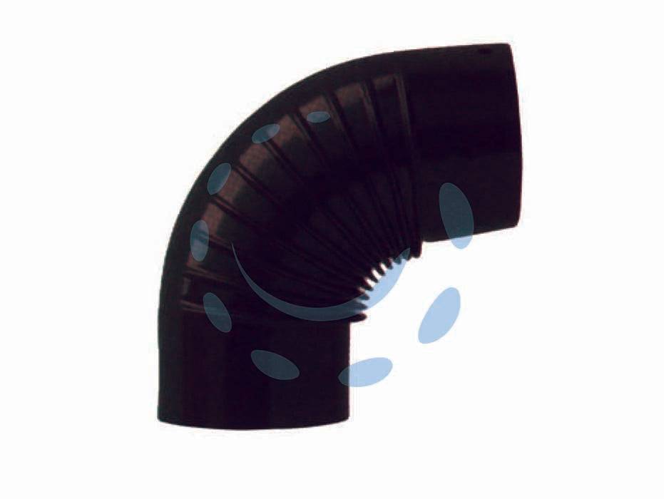GOMITO 90° PORCELLANATO PER STUFE A LEGNA NERO OPACO-0