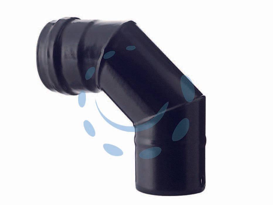 GOMITO A 90° PER STUFE A PELLET NERO OPACO PESANTE MM.1,2-0
