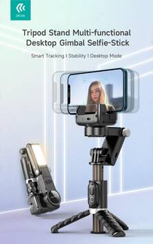 Devia Asta selfie Q18 con Treppiede Gimbal 2D Telecomando e Luce Nero