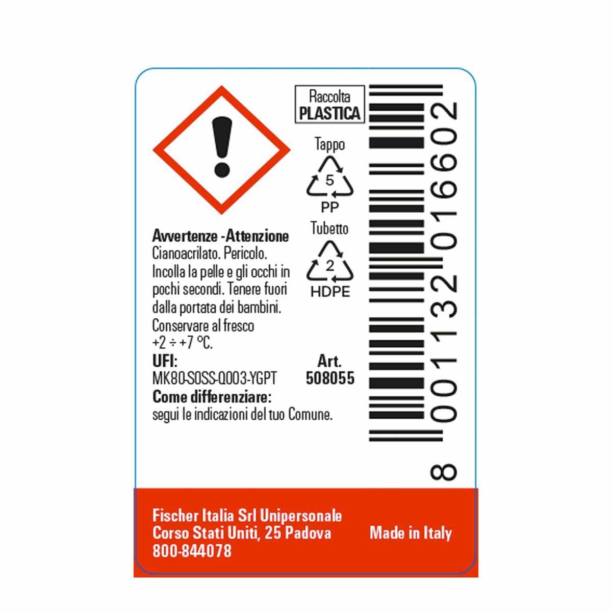 Fischer Sg20 Adesivo Istantaneo Colla Ultra Rapida Attaccatutto Universale 20gr-1