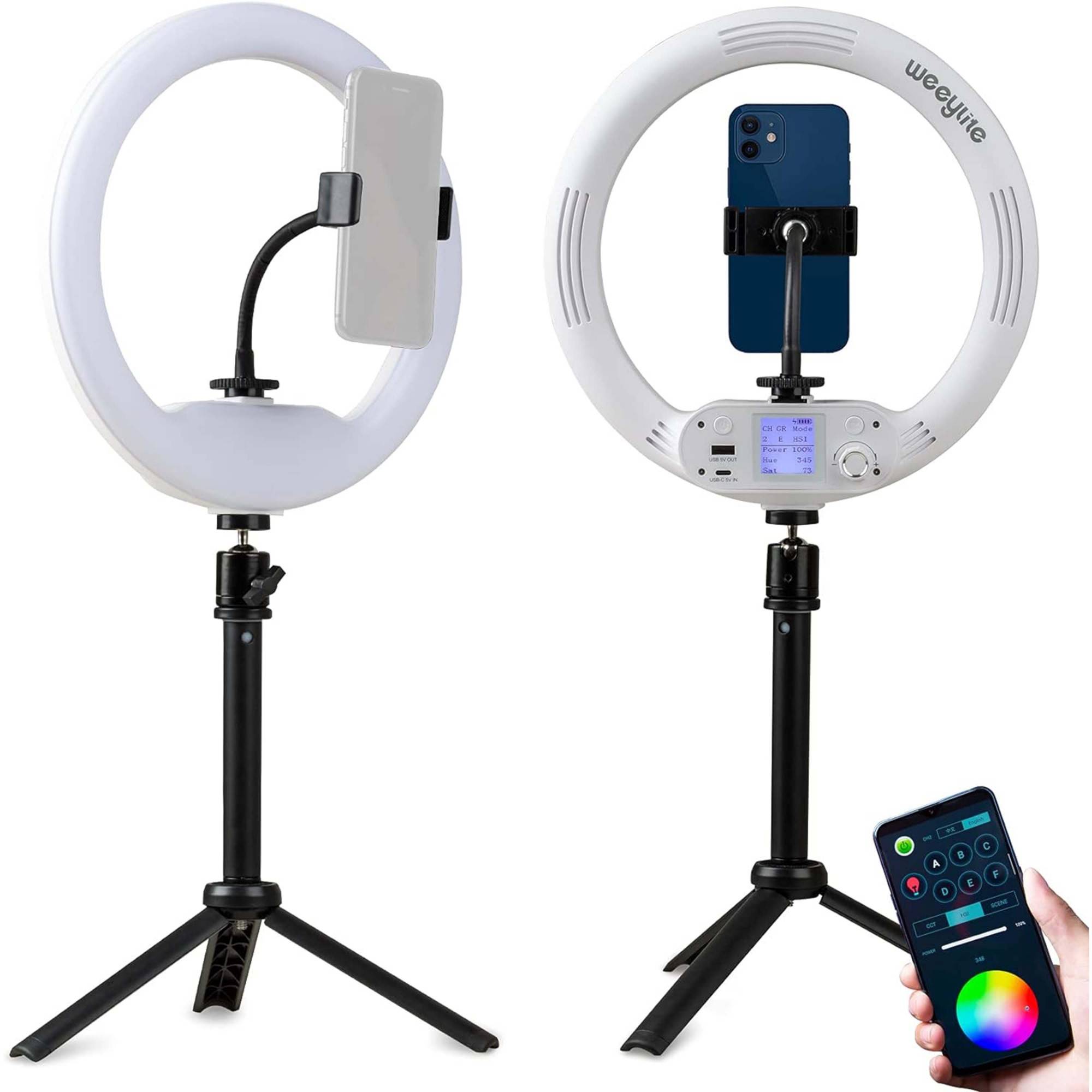 Luce Ad Anello Rgb Da 14" Controllo App Batteria Integrata Ring Light Treppiede-0