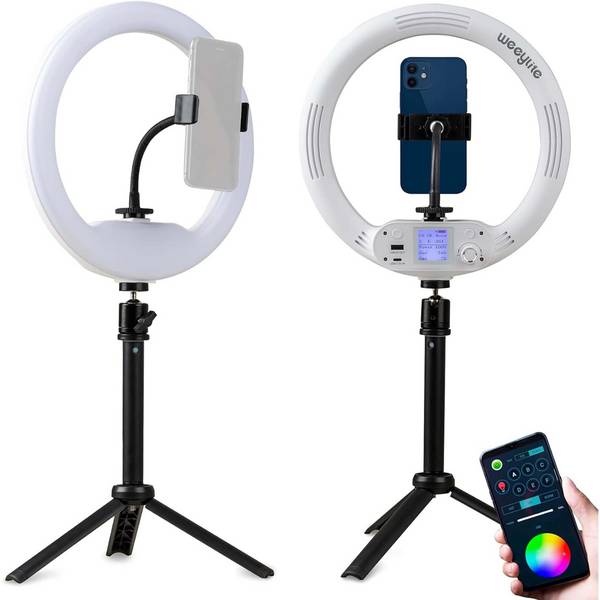 Luce Ad Anello Rgb Da 14" Controllo App Batteria Integrata Ring Light Treppiede