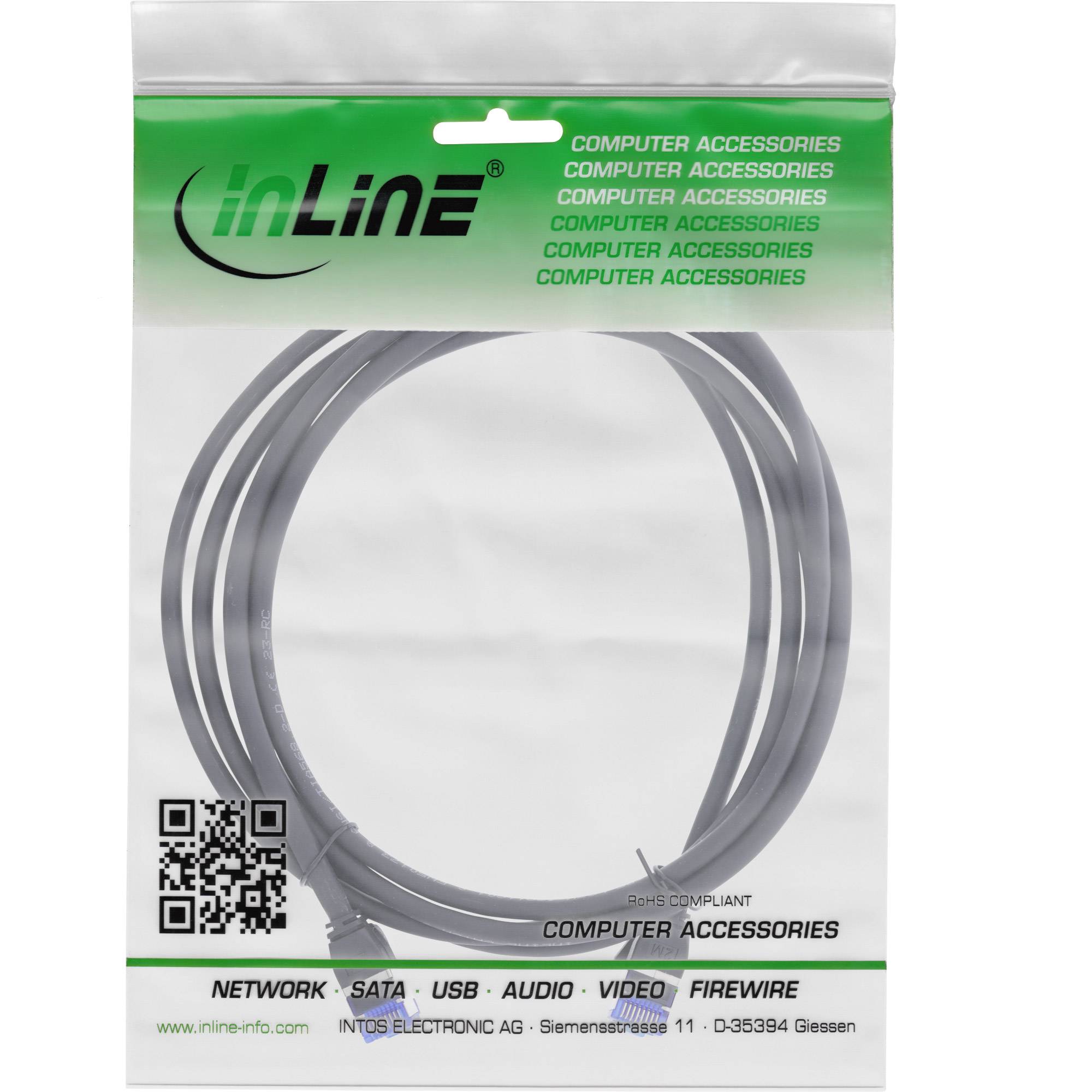 InLine Patchcord Slim, Cat.6A, S/FTP, TPE (LSZH), PoE, nero, 0,3m-1