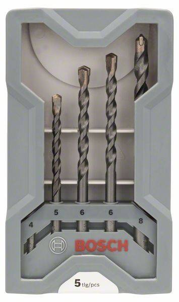 BOSCH - SET 5 PUNTE PER CALCESTRUZZO DIAMETRO 4-8 MM E ACCESSORIO PERFORATRICE A PERCUSSIONE-1
