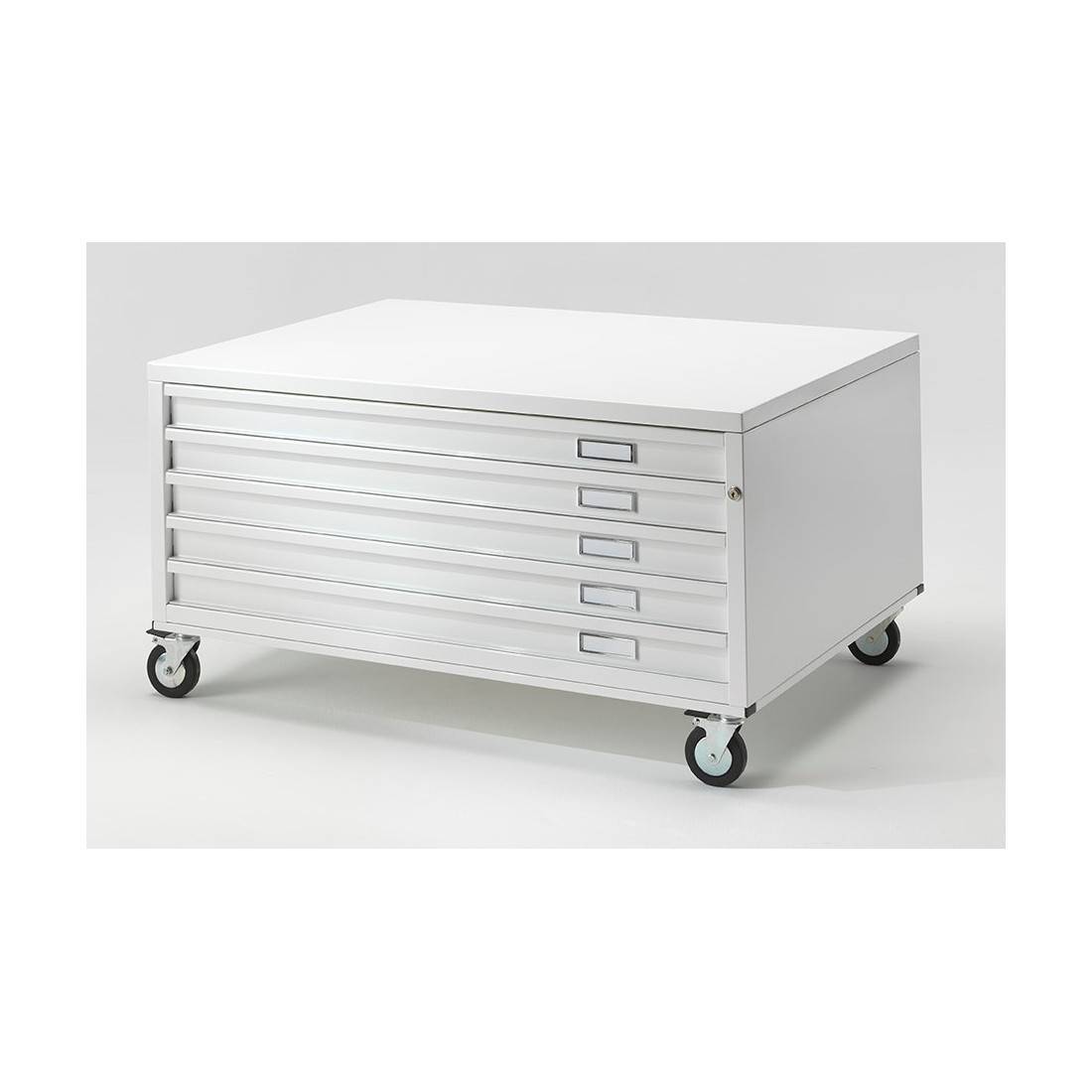 Cassettiera ECO A0 5 Cassetti con RUOTE Portadisegni Bianco componibile orizzontale cm 144x96x58h-1
