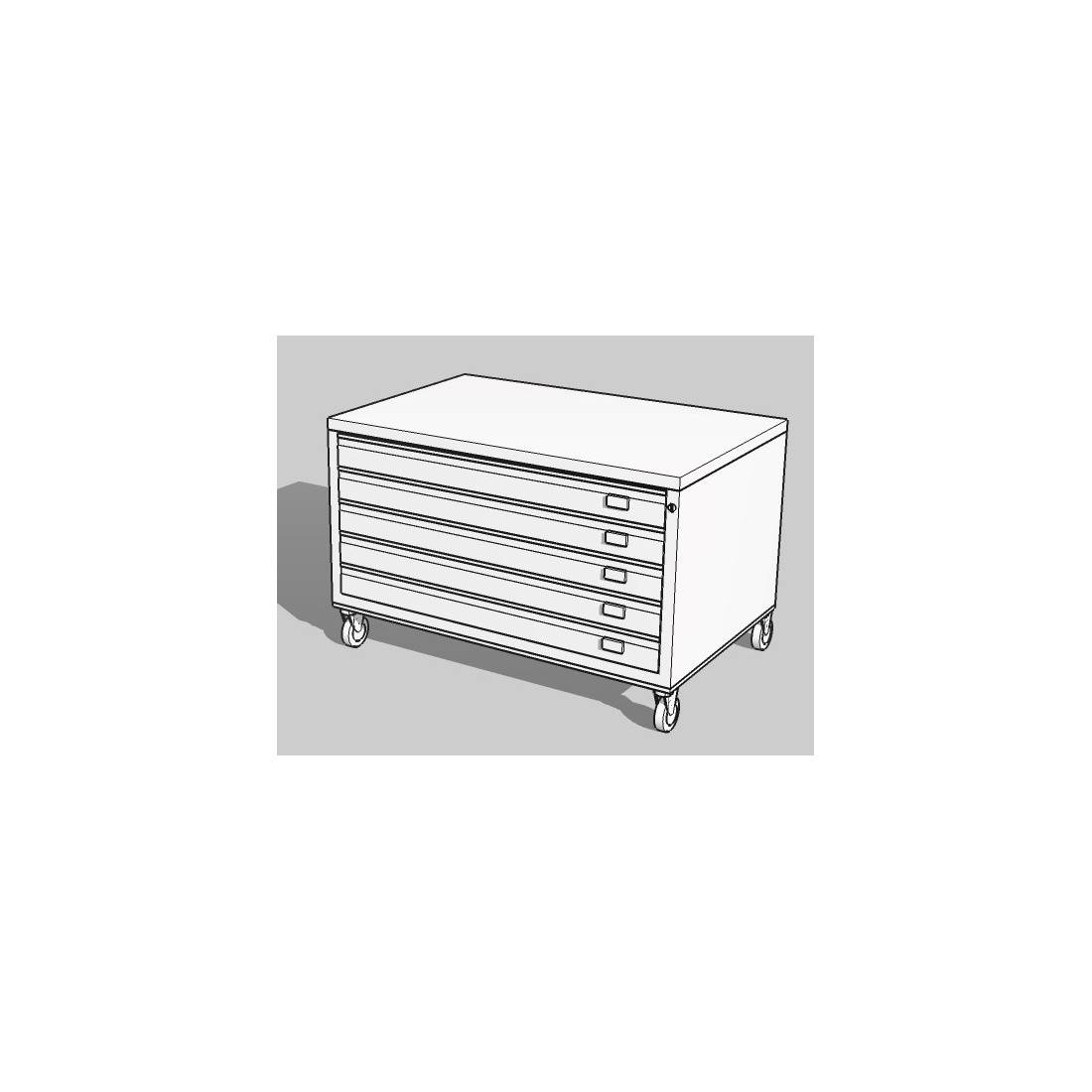 Cassettiera ECO A0 5 Cassetti con RUOTE Portadisegni Bianco componibile orizzontale cm 144x96x58h-4