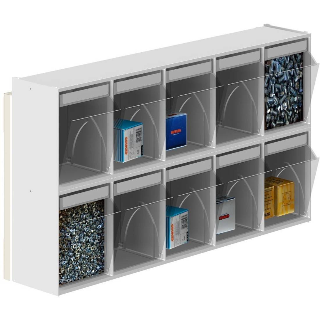 Porta minuterie Scaffale 10 Cassetti Trasparenti Basculanti Cassettiera-0