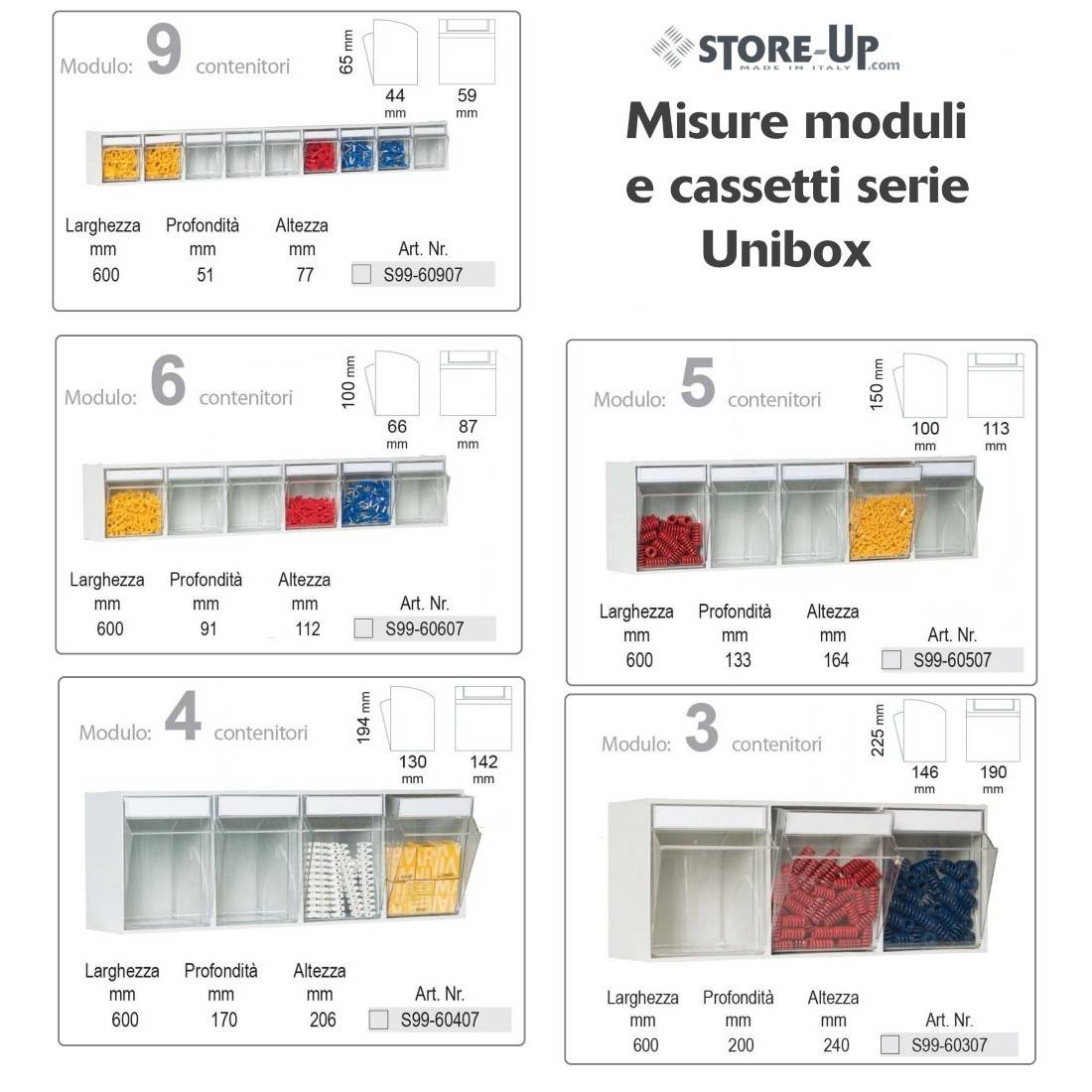SCAFFALE Porta Minuteria CON BASE H.150 72 Cassetti Trasparenti Basculanti Cassettiera-3