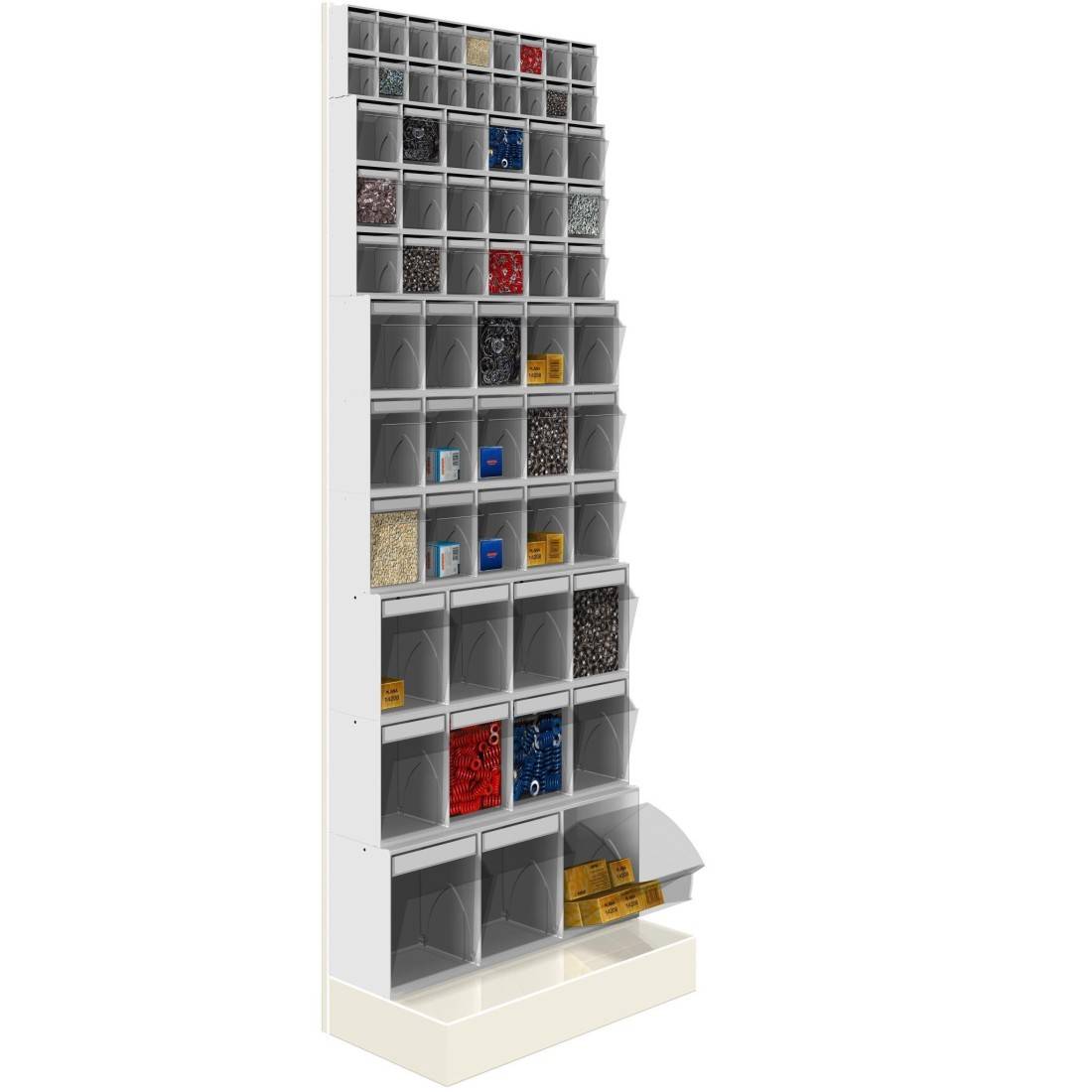SCAFFALE Porta Minuteria H.175 CON BASE H.175 62 Cassetti Trasparenti Basculanti Cassettiera-0