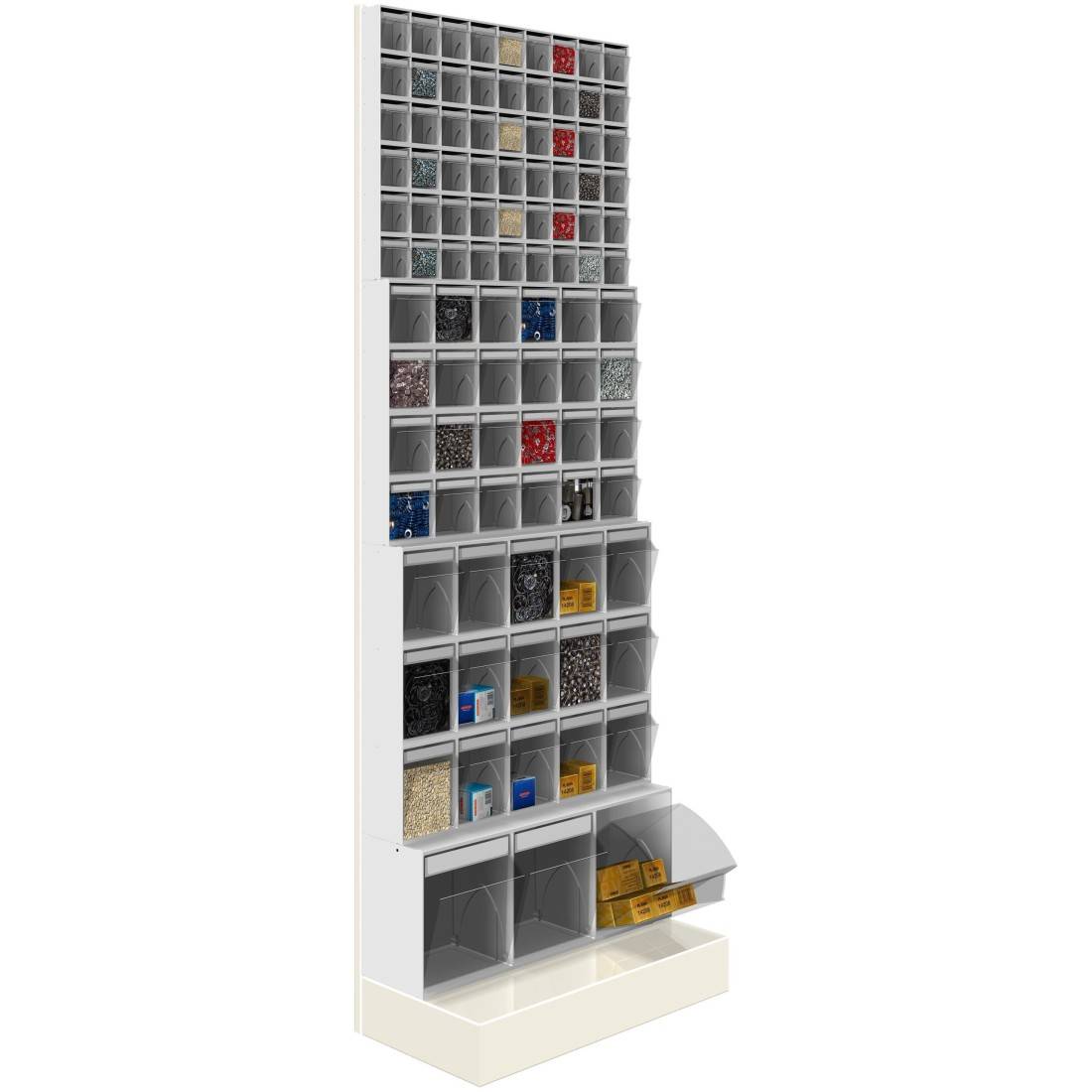 SCAFFALE Porta Minuteria CON BASE H.175 96 Cassetti Trasparenti Basculanti Cassettiera-0