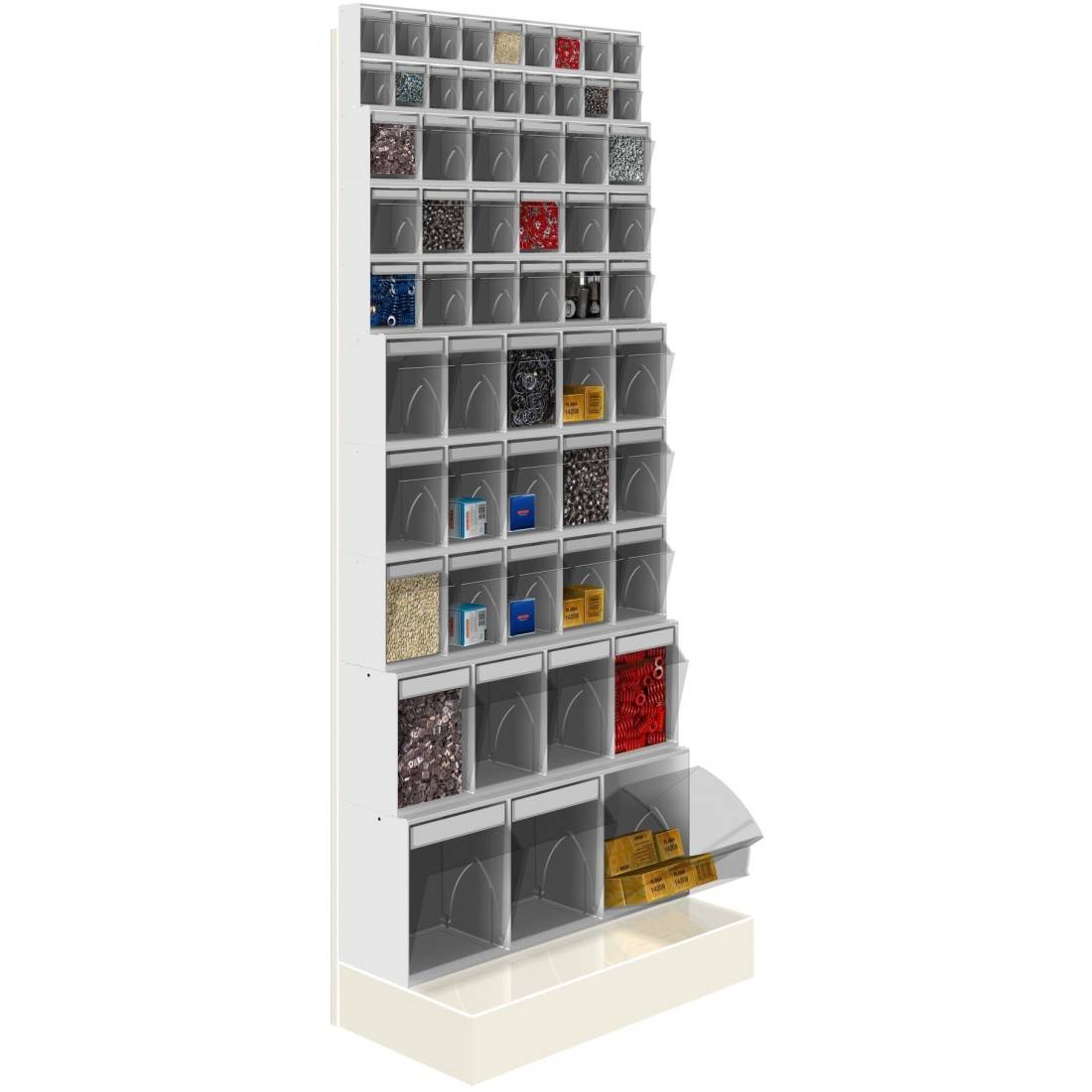 SCAFFALE Porta Minuteria CON BASE H.150 58 Cassetti Trasparenti Basculanti Cassettiera-0