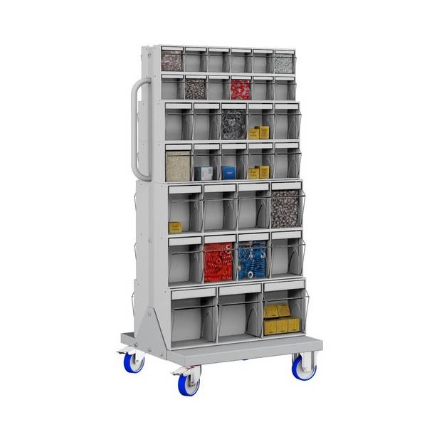 Carrello Porta Minuteria 3 - 66 Cassetti Trasparenti Basculanti