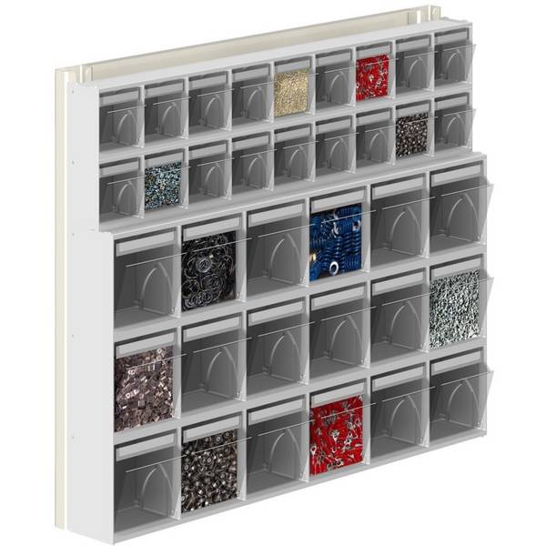 Porta minuteria Scaffale 36 Cassetti Trasparenti Basculanti Cassettiera