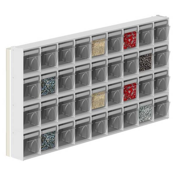 Porta minuteria Scaffale 36-9 Cassetti Trasparenti Basculanti Cassettiera