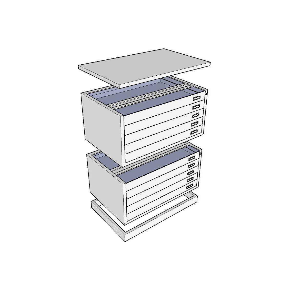 Cassettiera ECO A1 5 Cassetti Portadisegni Bianco CAM orizzontale cm 116x75,5x54h-3