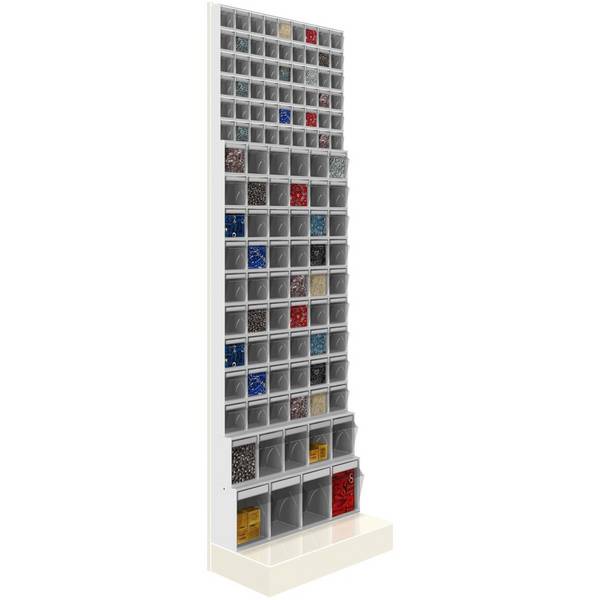 SCAFFALE Porta Minuteria CON BASE 117 cassetti trasparenti H.1950 parete Cassettiera