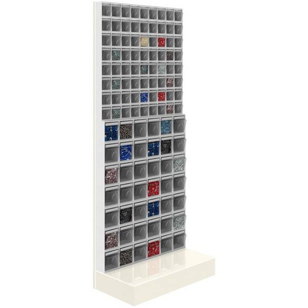 SCAFFALE Porta Minuteria CON BASE H.150 114 Cassetti Trasparenti Basculanti Cassettiera