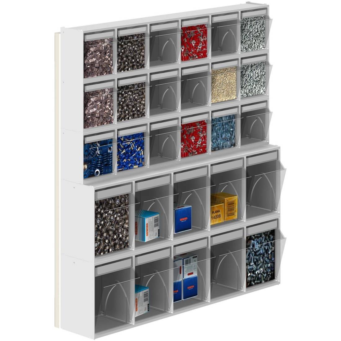 Porta minuterie Scaffale a parete con 28 Cassetti Trasparenti Basculanti minuteria Cassettiera-0