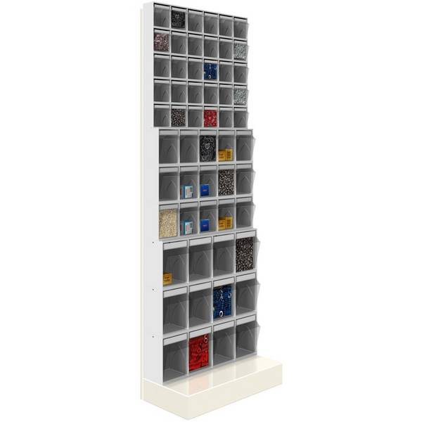 SCAFFALE Porta Minuteria CON BASE 57 cassetti trasparenti H.1750 parete Cassettiera