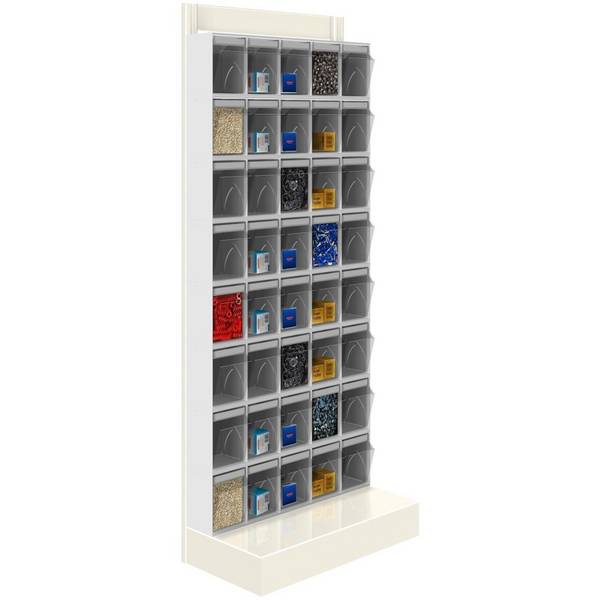 SCAFFALE Porta Minuteria CON BASE H.150 40 Cassetti Trasparenti Basculanti minuteria Cassettiera