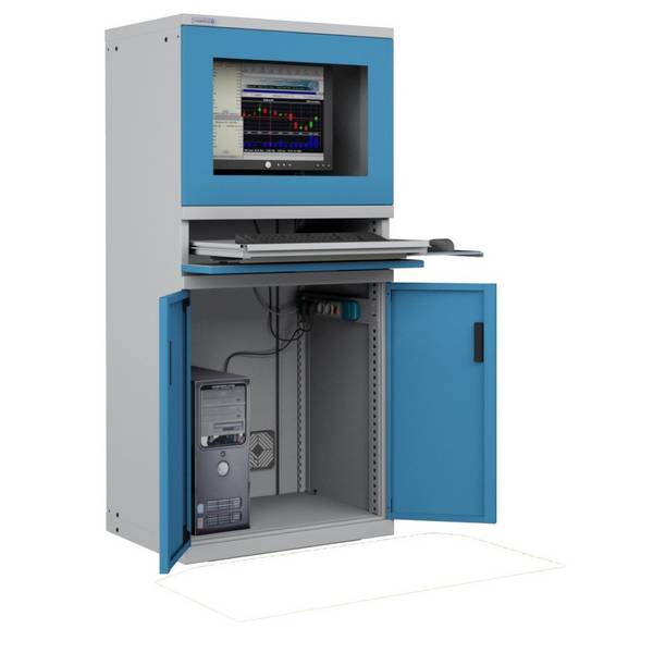 ARMADIO PORTA COMPUTER PC PROFESSIONALE CON TASTIERA ESTRAIBILE - Impianto compreso COLORI DISPONIBILI STRUTTURA GRIGIA