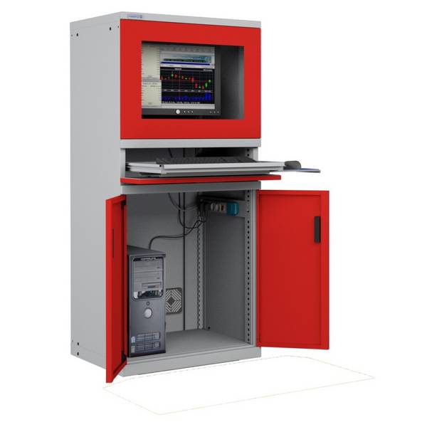 ARMADIO PORTA COMPUTER PC PROFESSIONALE CON TASTIERA ESTRAIBILE - Impianto compreso COLORI DISPONIBILI STRUTTURA GRIGIA