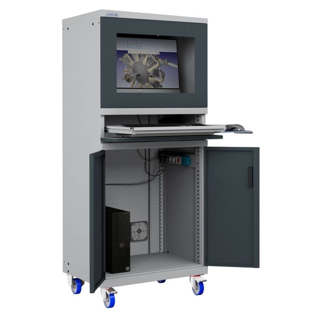 ARMADIO PORTA COMPUTER PC CON RUOTE PROFESSIONALE CON TASTIERA ESTRAIBILE - Impianto compreso COLORI DISPONIBILI STRUTTU-0