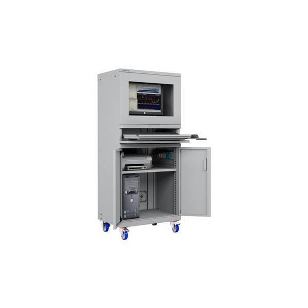 ARMADIO PORTA COMPUTER PC CON RUOTE PROFESSIONALE CON TASTIERA ESTRAIBILE + RIPIANO STAMPANTE- Impianto compreso COLORI