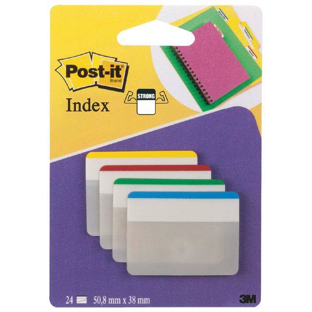 Post-It Tabs - 5,10cm (2") Lined - Assorted Primary Colors - 6/Color - 4 Colors - 24/Pk Grün - Rot - Gelb Selbstklebend-4