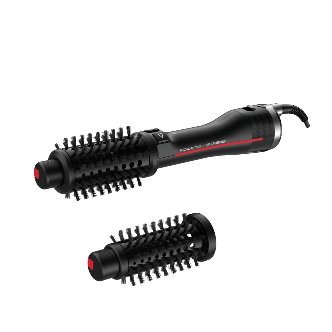 Rowenta k-pro stylist cf961lf0 messa in piega spazzola ad aria calda vapore nero-rosso 750w 1.8mt-0