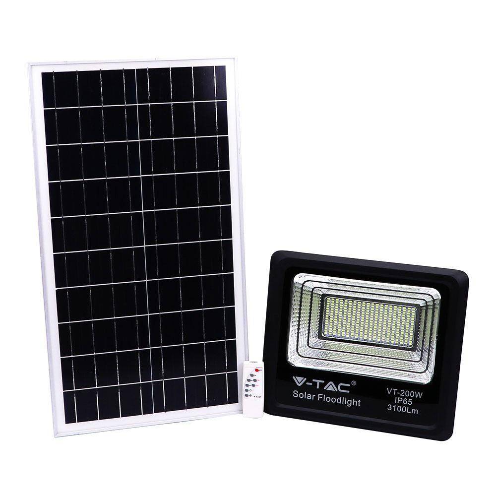 V-TAC Faro LED Solare 40W con Telecomando e Batteria LFP Timer Cavo 5m Nero 4000K-0