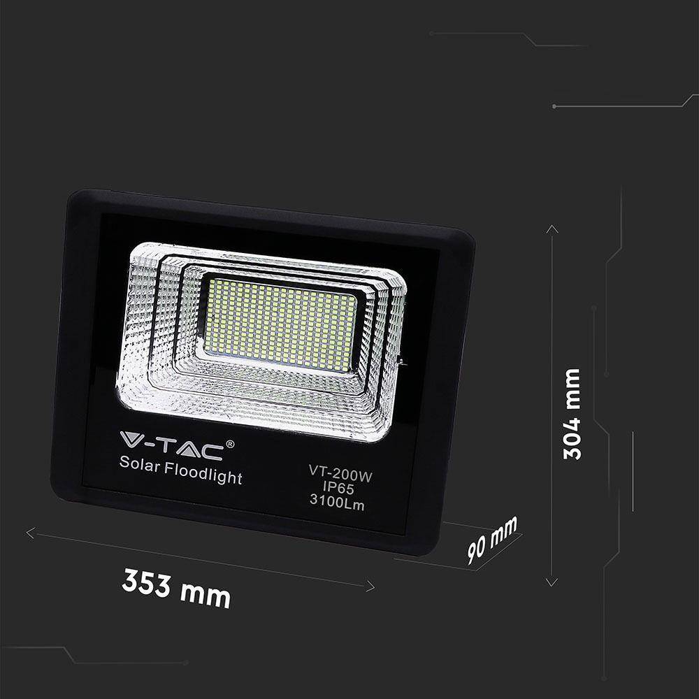 V-TAC Faro LED Solare 40W con Telecomando e Batteria LFP Timer Cavo 5m Nero 4000K-2