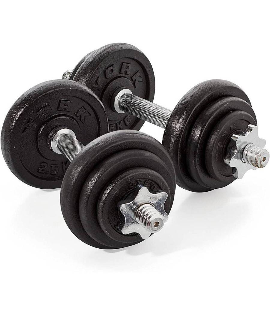 Set Di Manubri In Ghisa York Fitness 20kg Foratura 2,54cm Allenamento Palestra --2