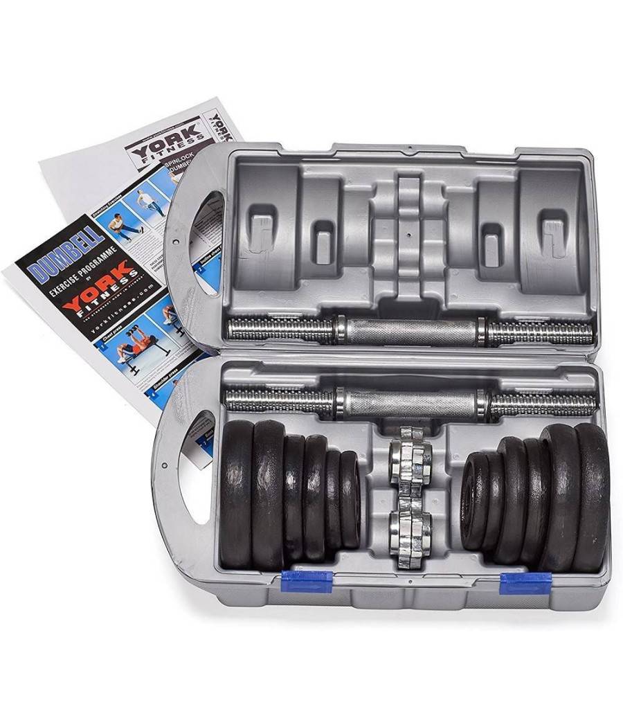 Set Di Manubri In Ghisa York Fitness 20kg Foratura 2,54cm Allenamento Palestra --3