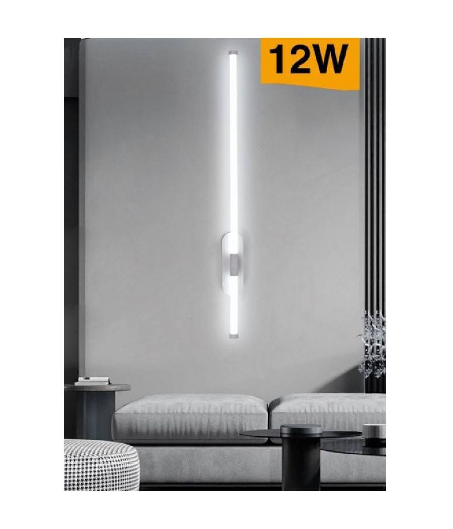 Applique A Led 12 Watt Tubo Lungo Bianco Moderno Luce Fredda Calda Naturale E80 - -Bianco Freddo --0