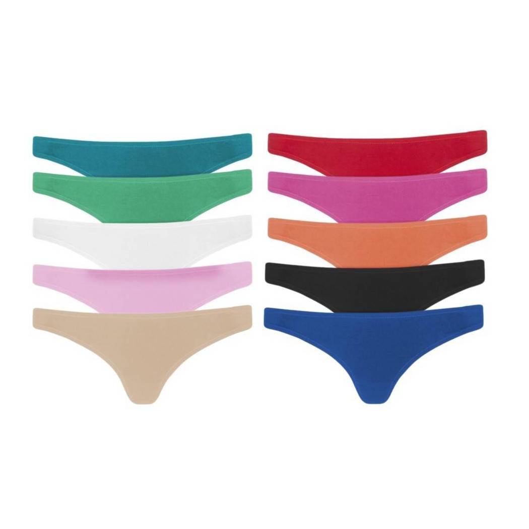 Pack Di 12 Slip In Cotone Modello Brasiliana Intimo Donna Ass. Colori F6247 - L-XL-0