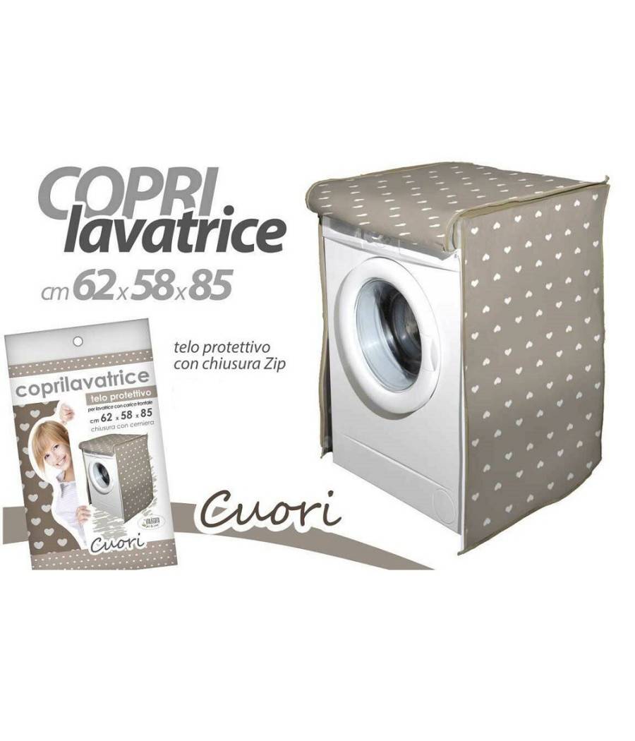 Copri Lavatrice Prottetivo 62x58x85 Cm Telo Imbottito Cerniera Zip Cuori 736810 --0