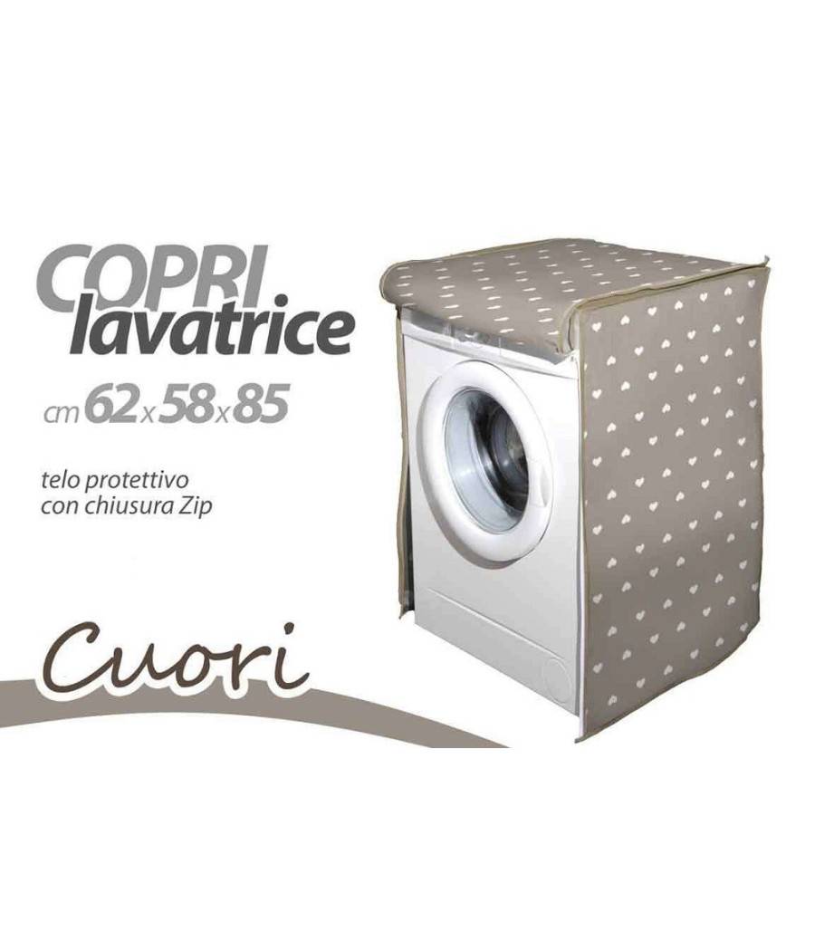 Copri Lavatrice Prottetivo 62x58x85 Cm Telo Imbottito Cerniera Zip Cuori 736810 --2