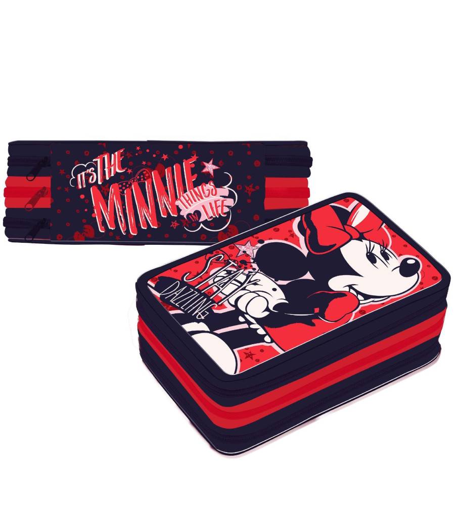 Minnie Mouse Stay Dazzling Astuccio 3 Zip Cerniere Portapastelli Matite Scuola --0