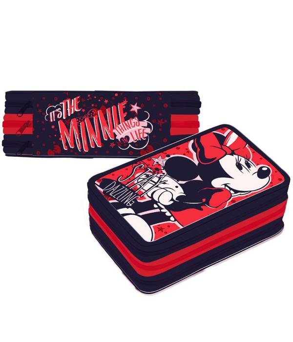 Minnie Mouse Stay Dazzling Astuccio 3 Zip Cerniere Portapastelli Matite Scuola -