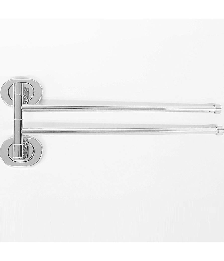 Supporto Porta Asciugamano Doppio Acciaio 37x14x5cm 69199 Muro Parete Bagno --0