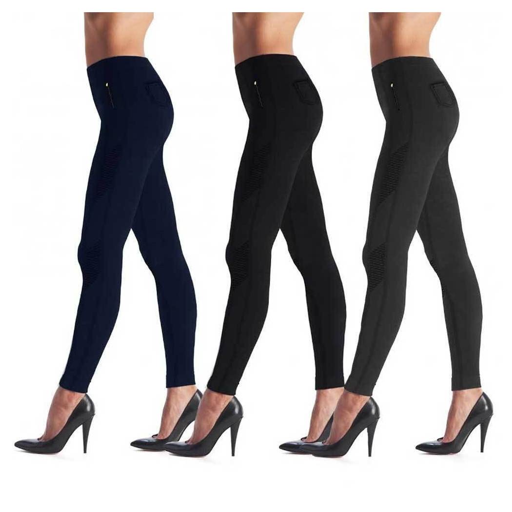 Leggings Donna Pantacollant Nero Blu Grigio Pantalone Donna Alza Glutei - Blu-1